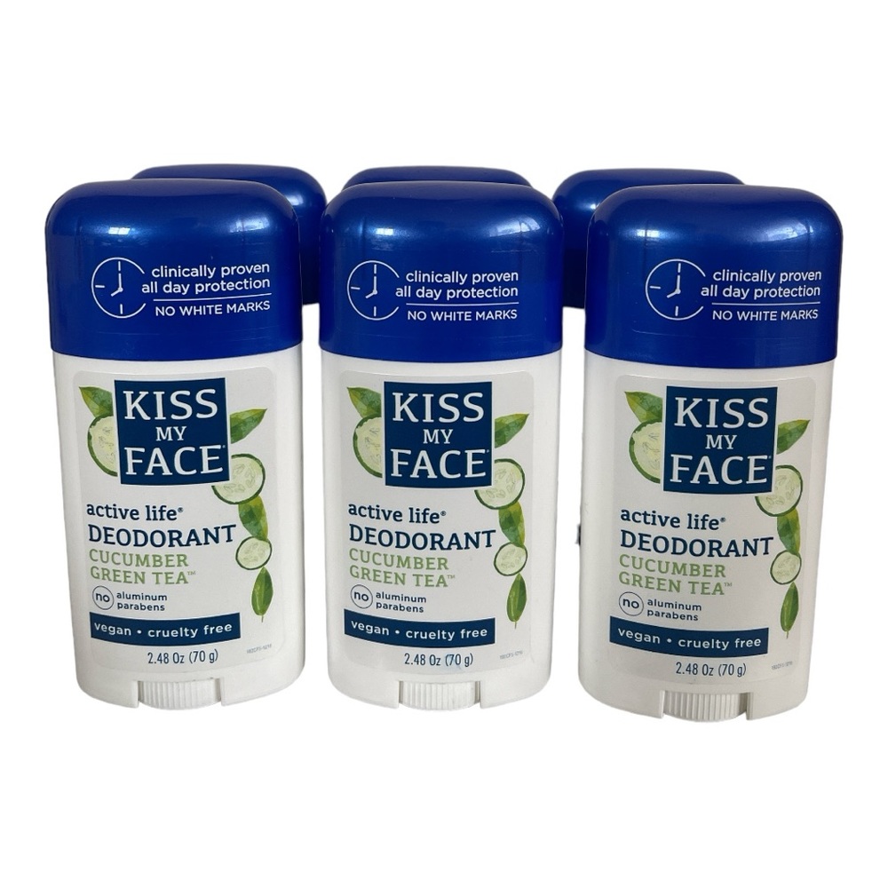 Kiss My Face Active Life Deodorant Cucumber Green Tea No Aluminum 6 Pack New